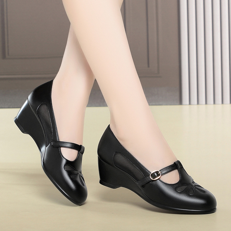 Women'S Shoes Non Slip - Sommer-Mesh-Schuhe mit Keilabsatz für Frauen mittleren