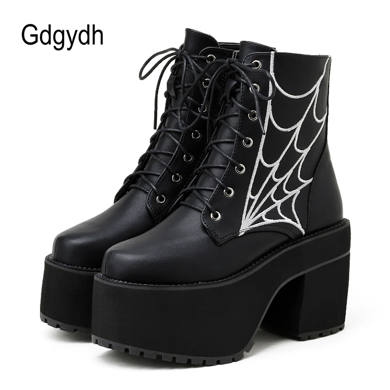 Women'S Shoes In The 90S - Gdgydh Mode Spinnennetz Gothic Stiefel Frauen
