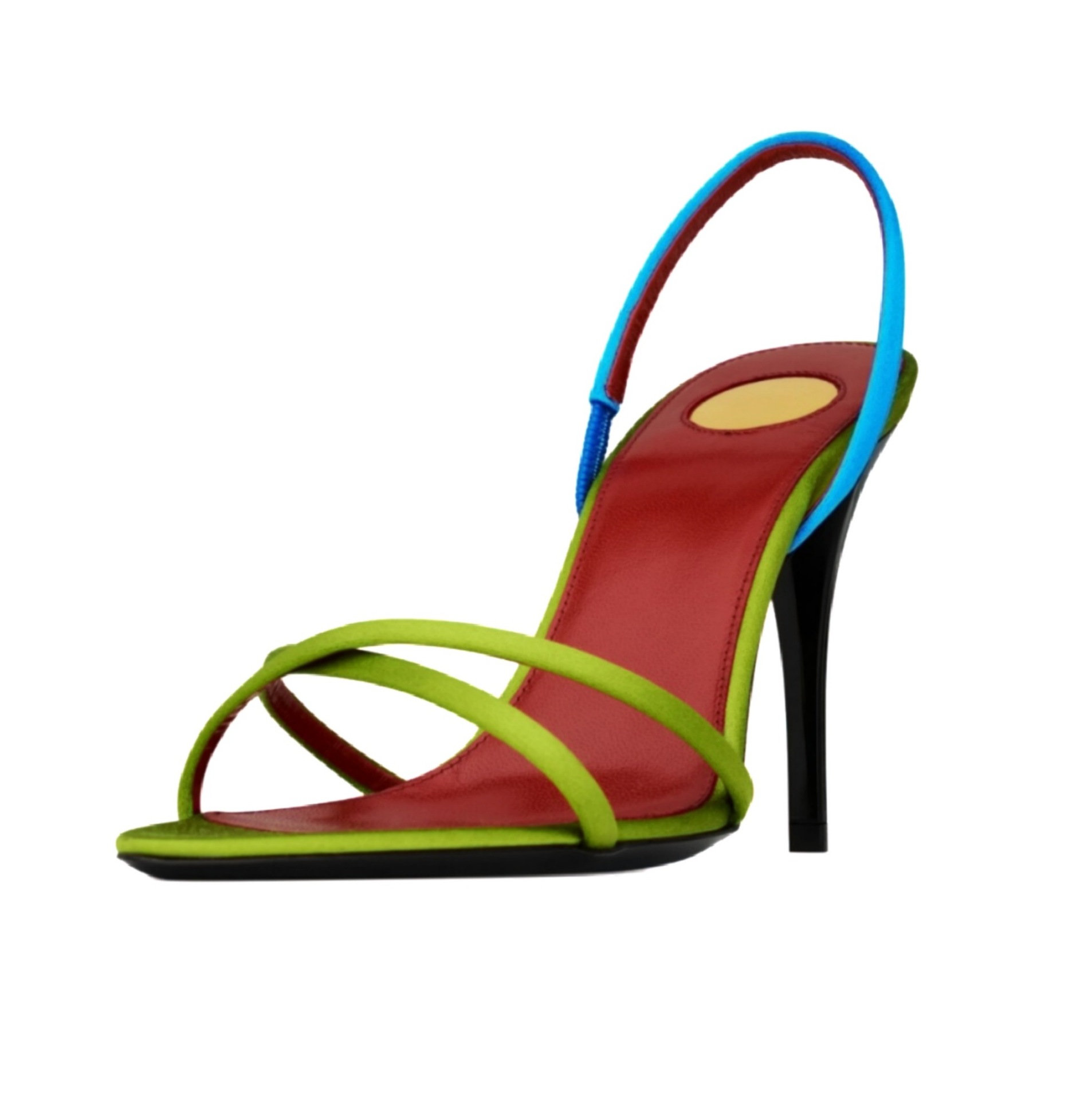 Square Toe Mule - Damen-Sandalen mit Farbblock-Design aus Satin, überkreuzten