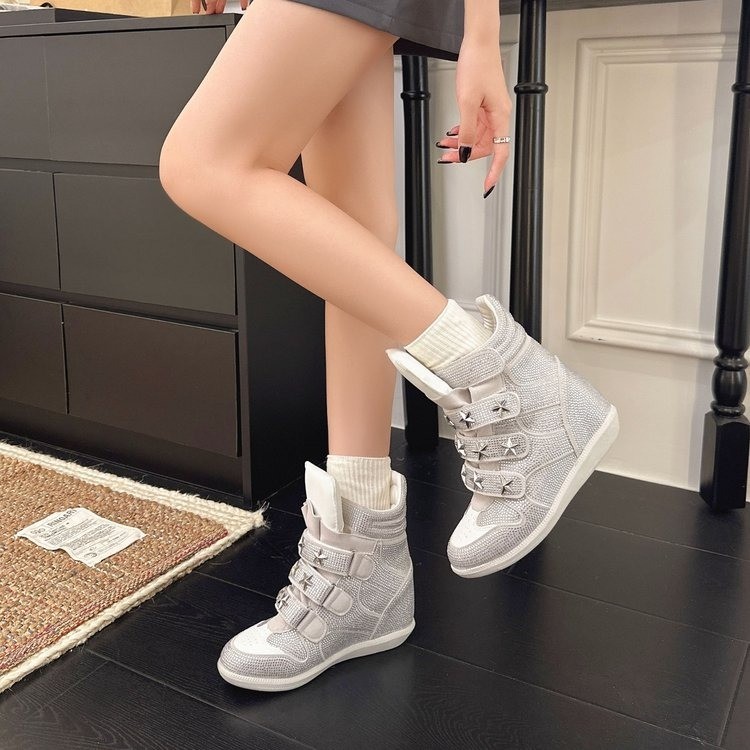 Retro Strass High-Top Plateau- – Women Shoes Size Chart Bewertung und Preis